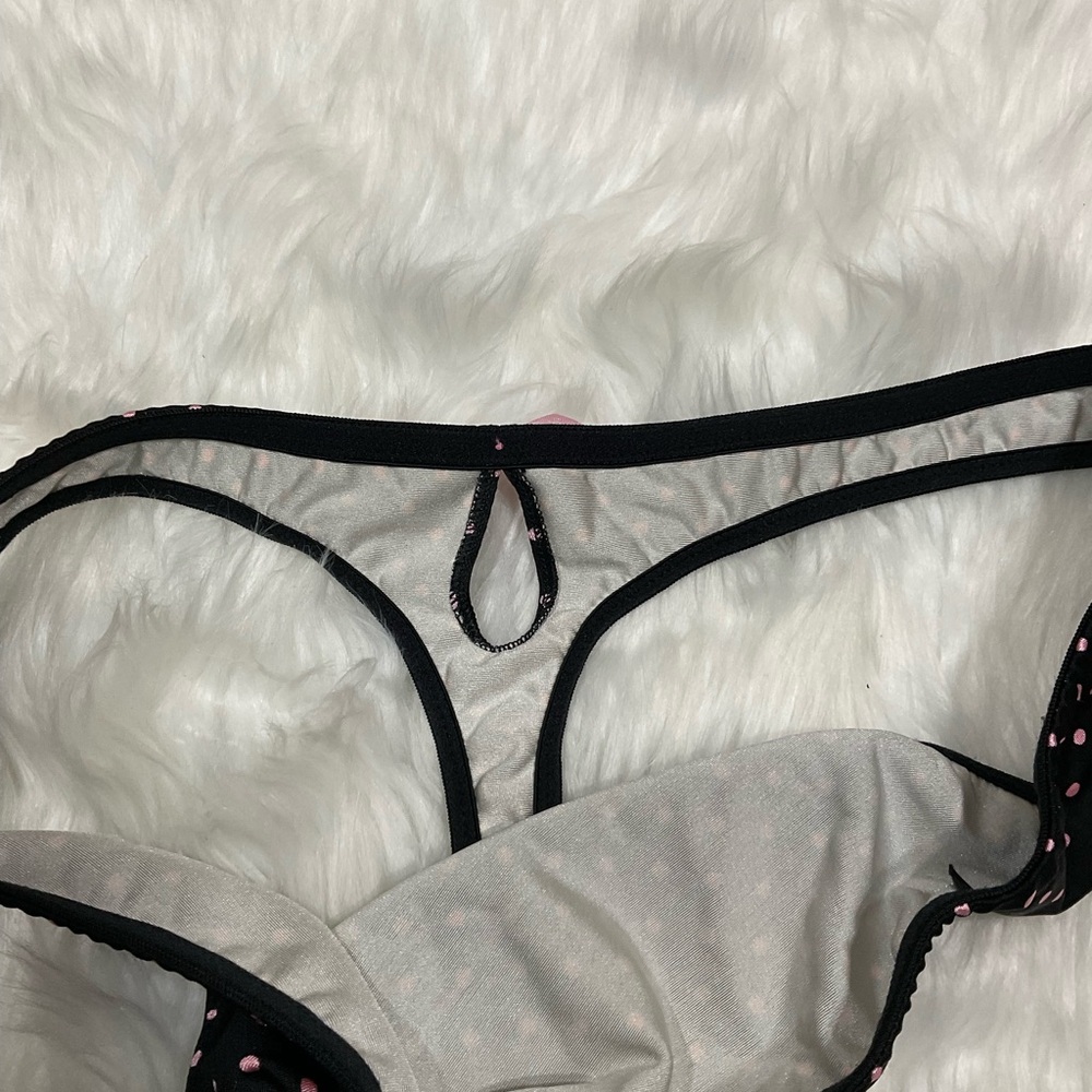 Sexy Little Things Victoria's Secret Black and Pink Polka Dot Panty - Picture 9 of 11